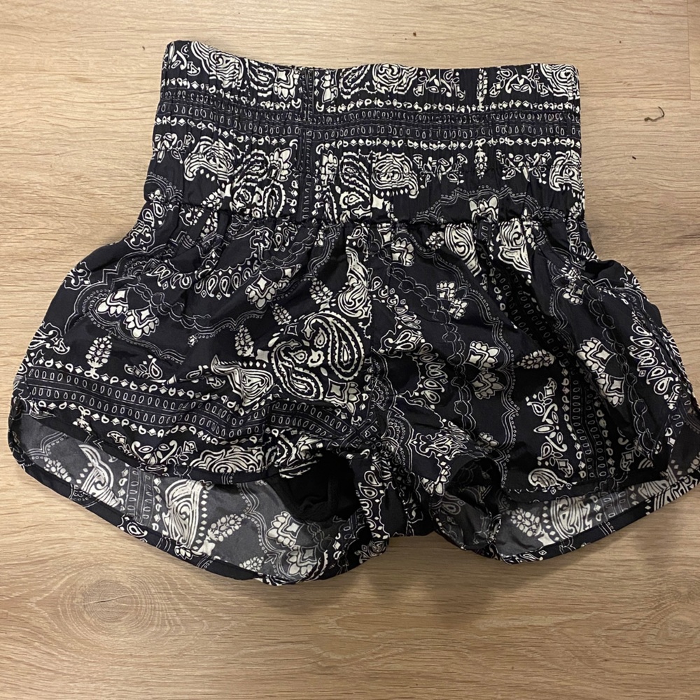 FP Movement by Free People Black and White Paisley Athletic Shorts